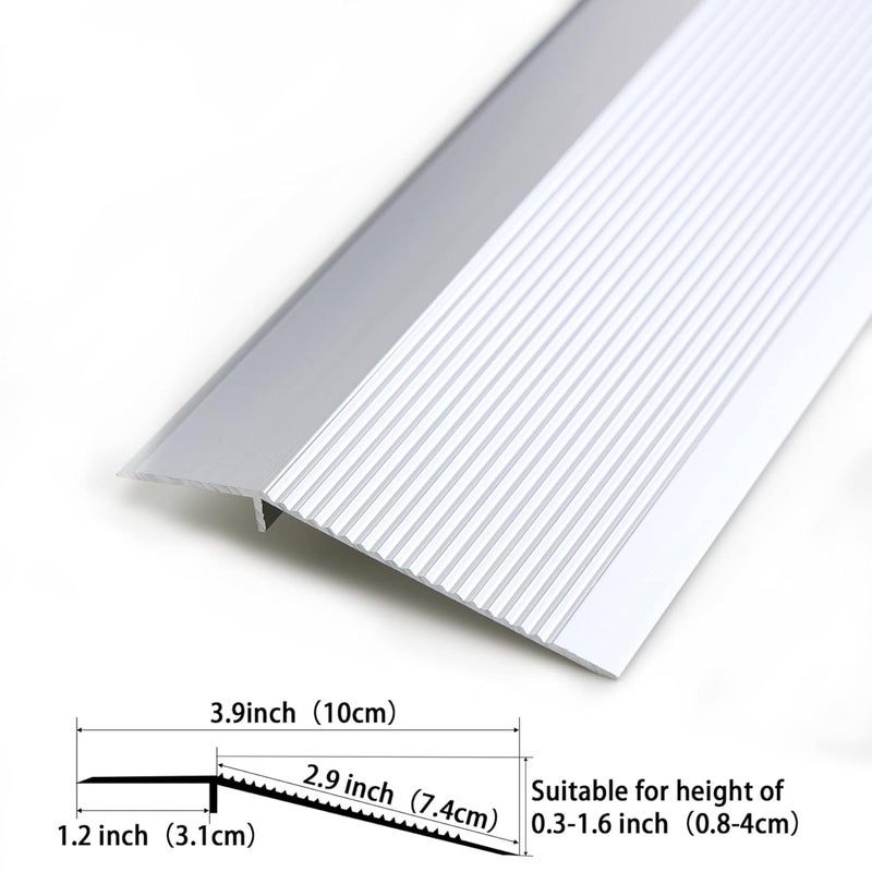 Trimold Aluminum Floor Transition Strip Flooring Reducer, Suitable for Doorways Threshold Ramp Tile Laminate, Bridge The Height Between 0.3-1.6 Inch (2.9Ft x 3.9In, Matte Silver) - Image 2